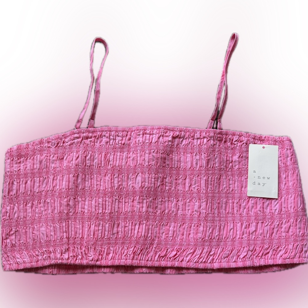 NWT Pink Smocked Crop Top